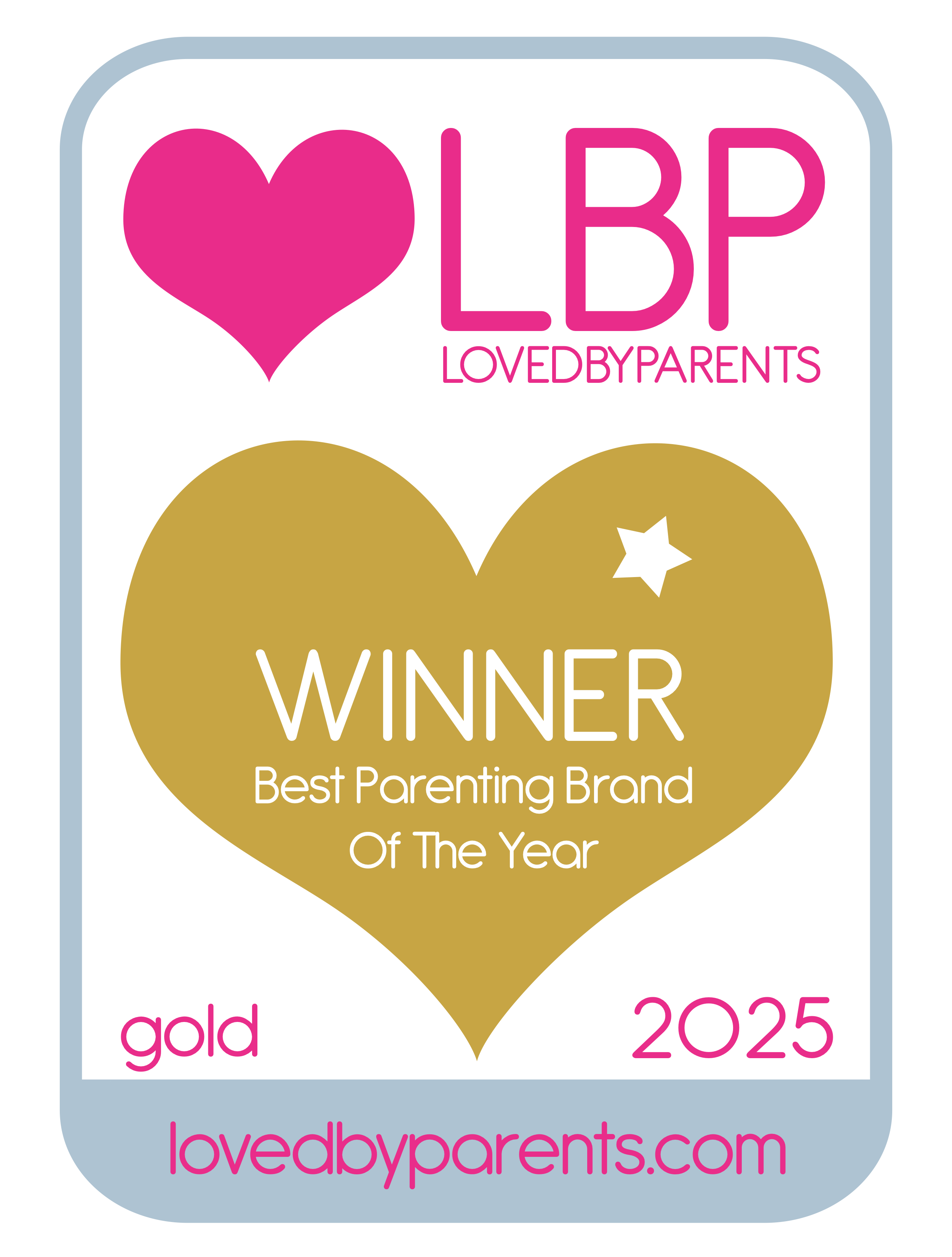 Winner Best Parenting Brand of the Year 2025 by Loved By Parents.com