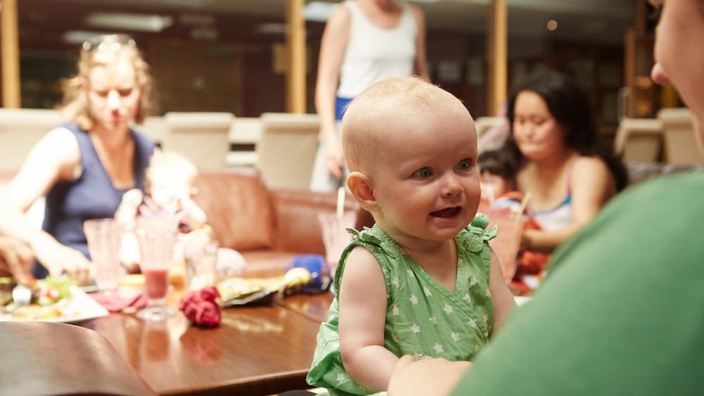 Baby at cafe table