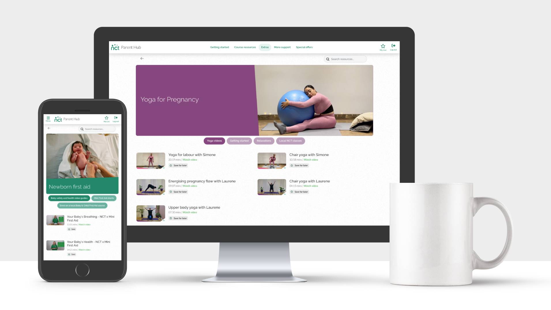 Showcase of Parent Hub website on desktop and phone