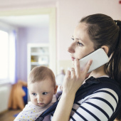 young mum on phone