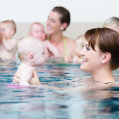 Mum with baby swimming