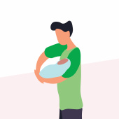 Illustration of person holding a baby