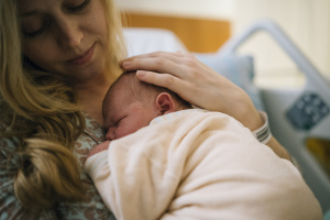 Woman with newborn baby