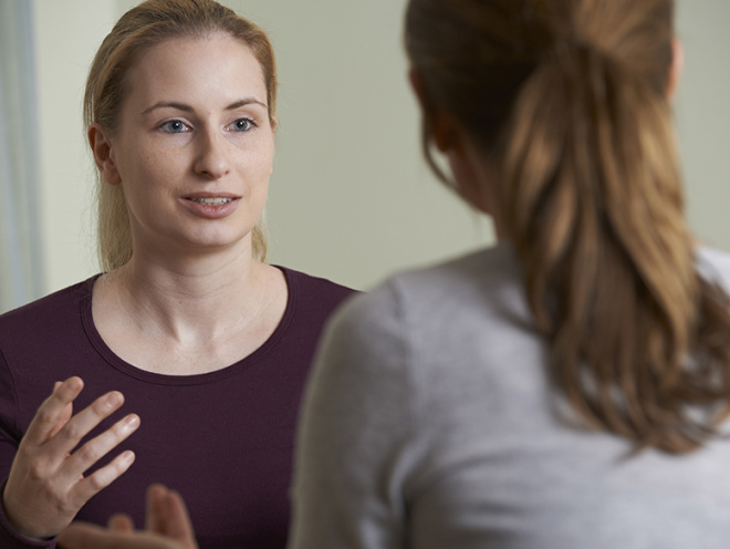 woman talking to someone