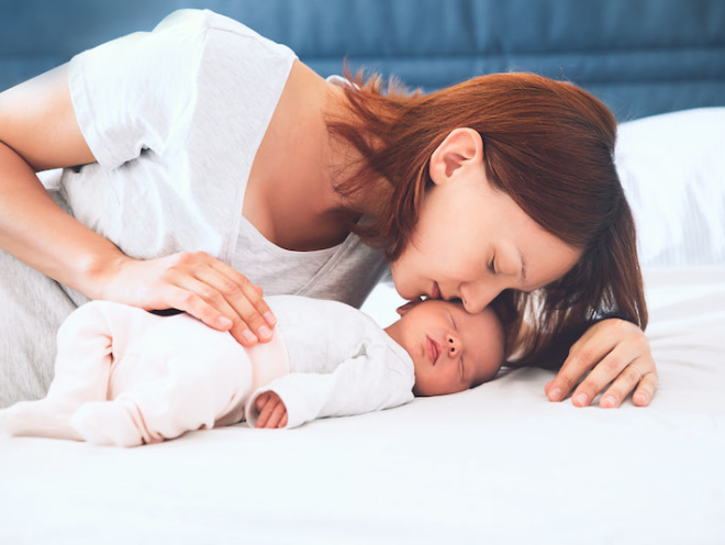 Baby on outlet bed