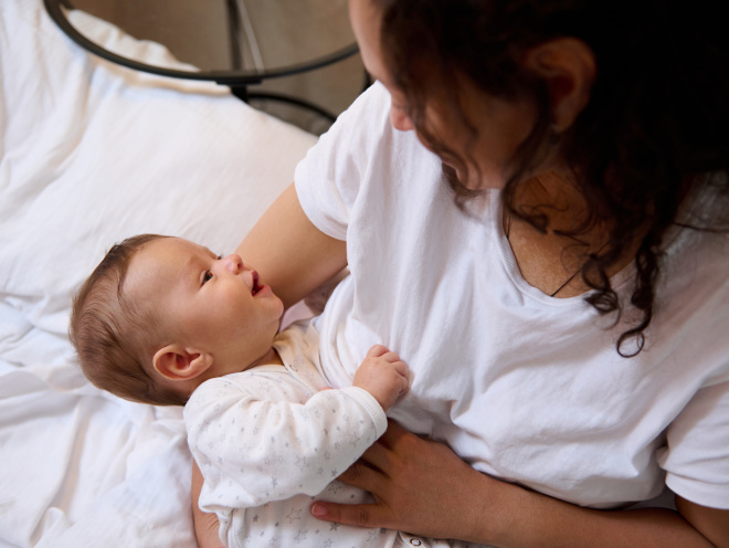 Woman breastfeeding baby