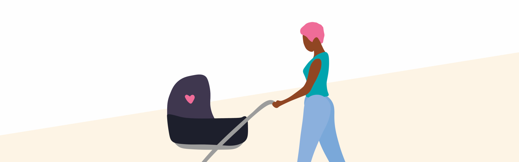 Illustration of a person pushing a pram