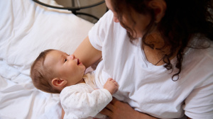 Woman breastfeeding baby